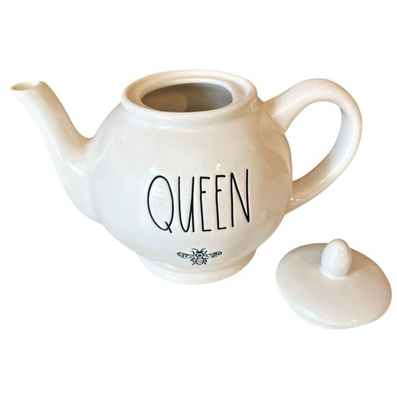 Rae Dunn "Queen" Bee Ceramic Teapot By Magenta - Picture 2 of 6